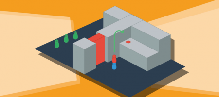 An early mock-up of the throwing concept and puzzles