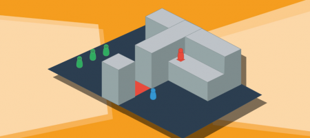 An early mock-up of the throwing concept and puzzles